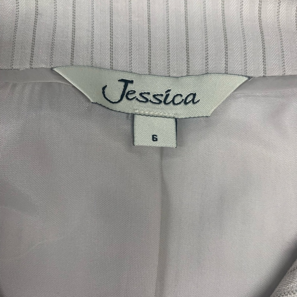 Vintage Cotton Striped Button Up Light Grey Blazer by Jessica - Picture 4 of 5